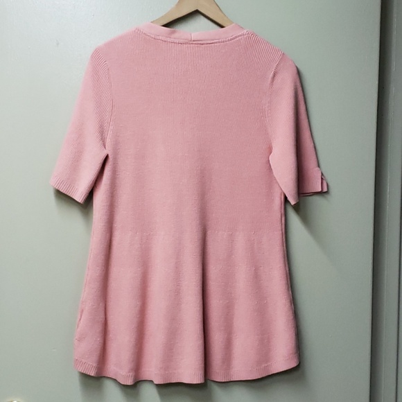 Isaac Mizrahi Knit V-Neck Ladies Summer Tunic Pink Top - Picture 2 of 4
